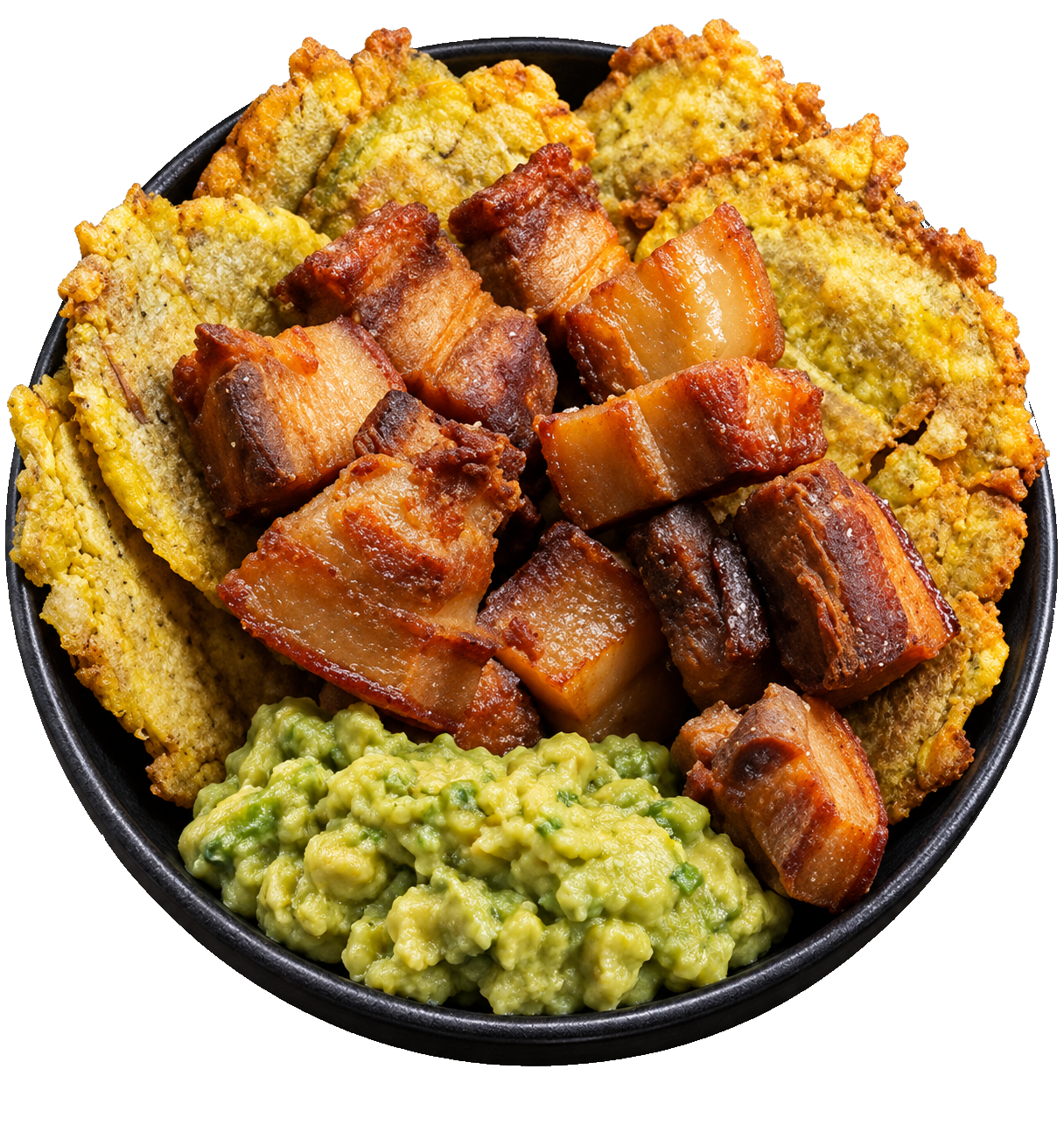 Con chicharrón y guacamole